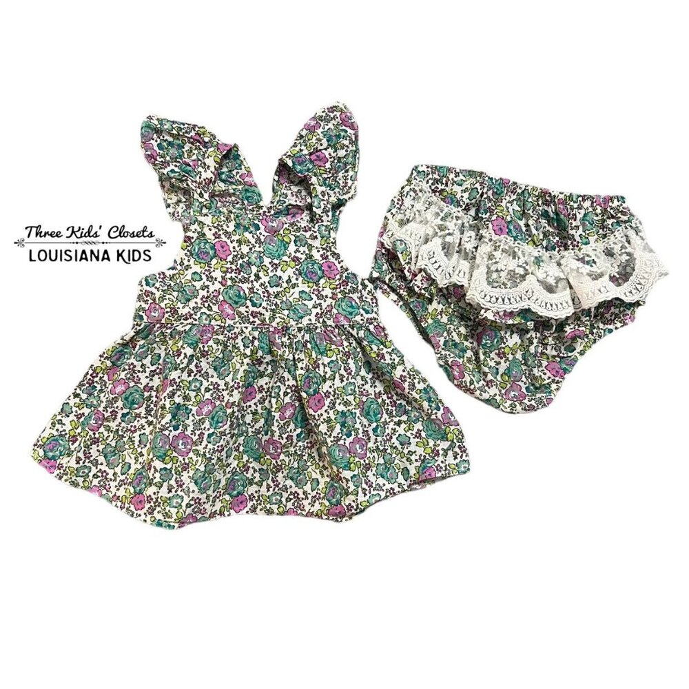 Ju Ju Sz 2 Floral Tunic & Lace Ruffle Bloomers Set